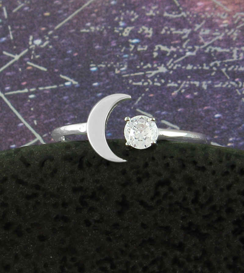 'Floating' Crescent Moon With CZ Star Ring | Woot & Hammy