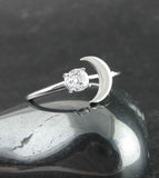 'Floating' Crescent Moon With CZ Star Ring | Woot & Hammy