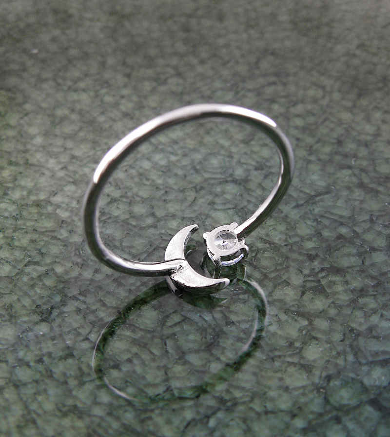 'Floating' Crescent Moon With CZ Star Ring | Woot & Hammy