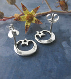 Crescent Moon And Pentagram Post Earrings | woot & hammy