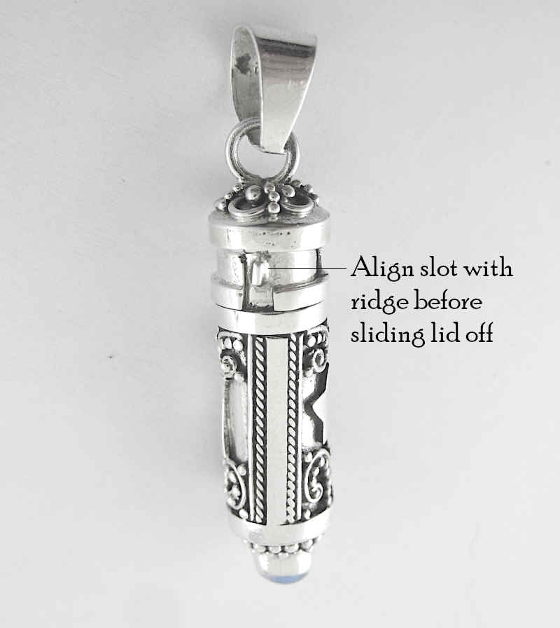 Crescent Moon & Star Poison Stash Vial Locket Pendant With Moonstone for Ashes