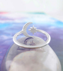 Crescent Moon and Star Toe-Midi-Knuckle Ring, Adjustable | Woot & Hammy