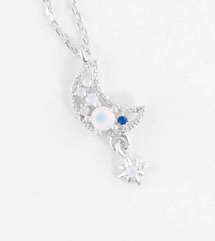 Crescent Moon And Dangling Star Necklace With CZ Diamonds | Woot & Hammy