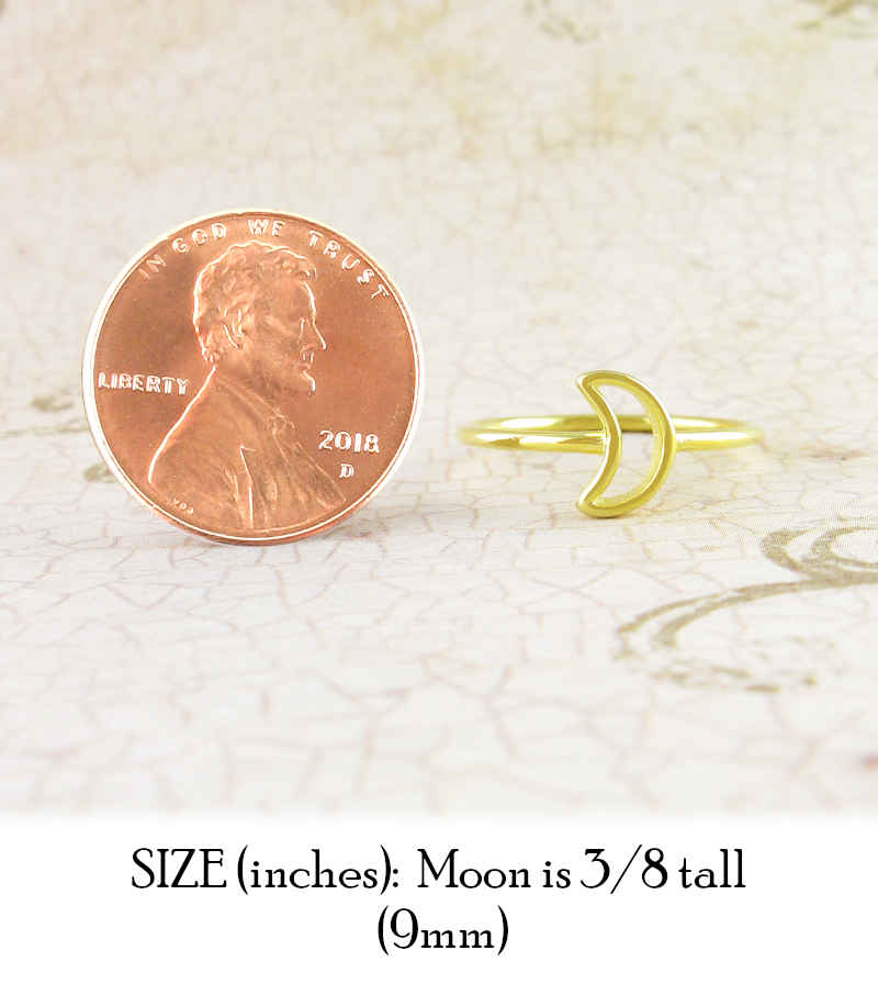 Crescent Moon Outline Yellow Gold Plated Ring | Woot & Hammy