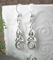 Celtic Triquetra Knot With Crescent Moon Drop Earrings | woot & hammy