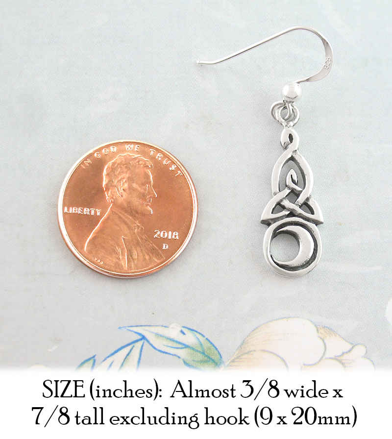 Celtic Triquetra Knot With Crescent Moon Drop Earrings | woot & hammy