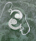 Crescent Moon With Lab Opal Cabochon Hook Earrings | Woot & Hammy
