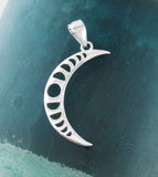 Crescent Moon With Cut-Out Moon Phases Pendant