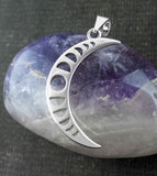 Crescent Moon With Cut-Out Moon Phases Pendant | Woot & Hammy