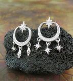 Dazzling Crescent Moon, Starburst, and Hanging Stars CZ Earrings | woot & hammy