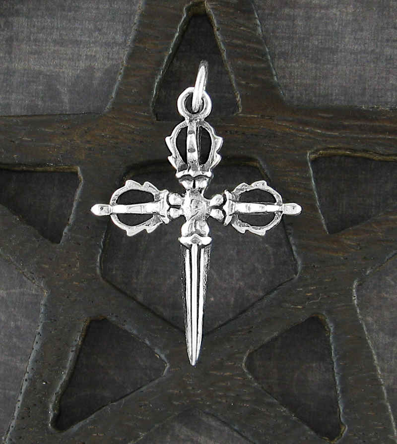 Cross-Shaped Dagger With Crowns Pendant