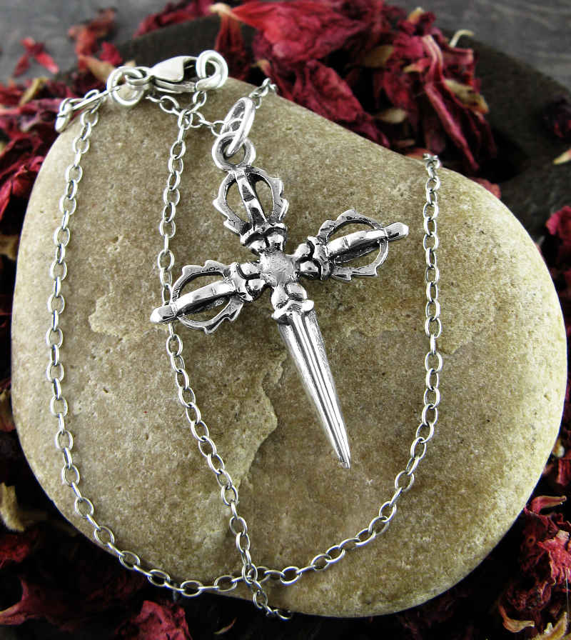 Cross-Shaped Dagger With Crowns Pendant | Woot & Hammy