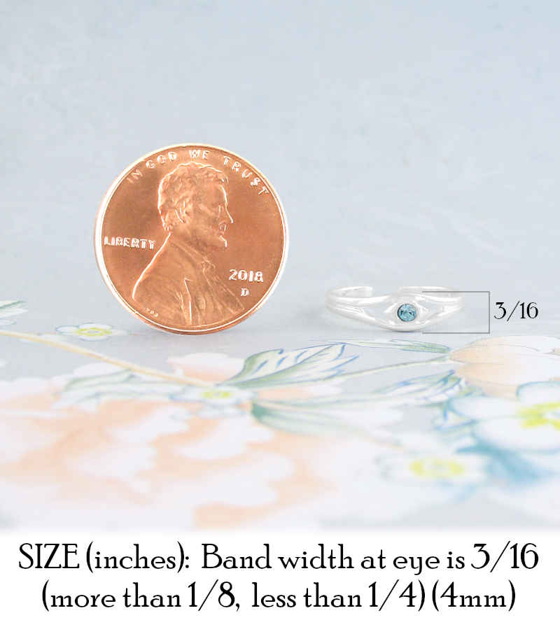Aquamarine Crystal Glass Eye Toe Midi Ring, Adjustable | Woot & Hammy