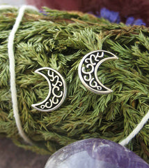 Cut-Out Filigree Crescent Moon Post Earrings | woot & hammy