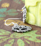 Oak Leaf Pentacle Pentagram Drop Earrings Nature Woodland Sterling Silver