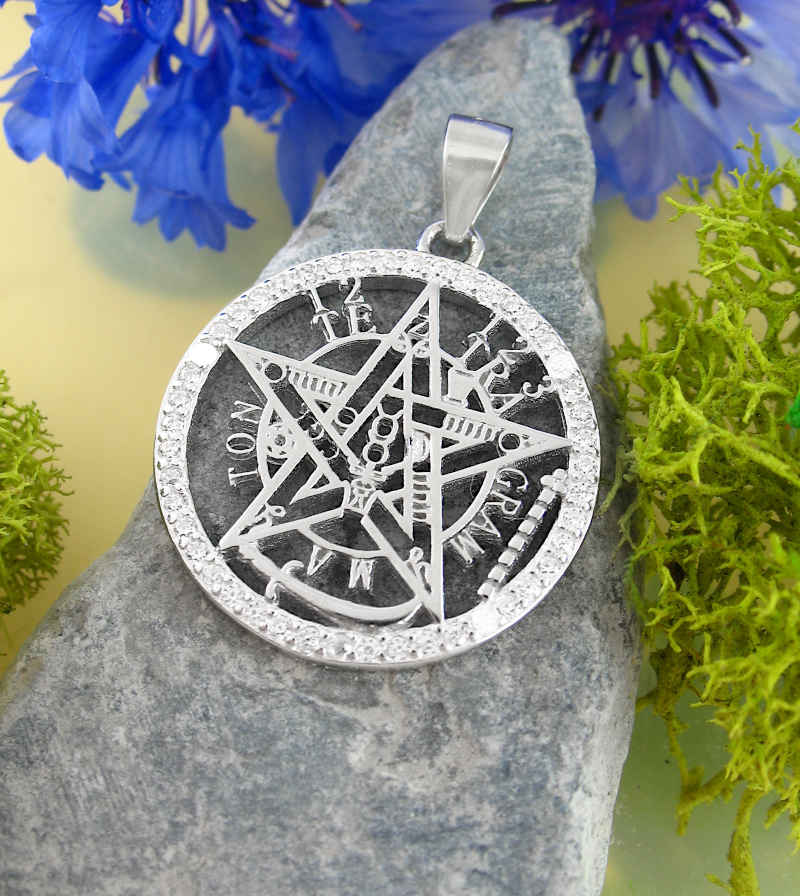 Tetragrammaton Pentacle Pendant With CZ Simulated Diamonds | woot & hammy