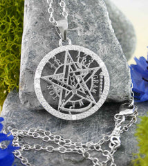 Tetragrammaton Pentacle Pendant With CZ Crystals