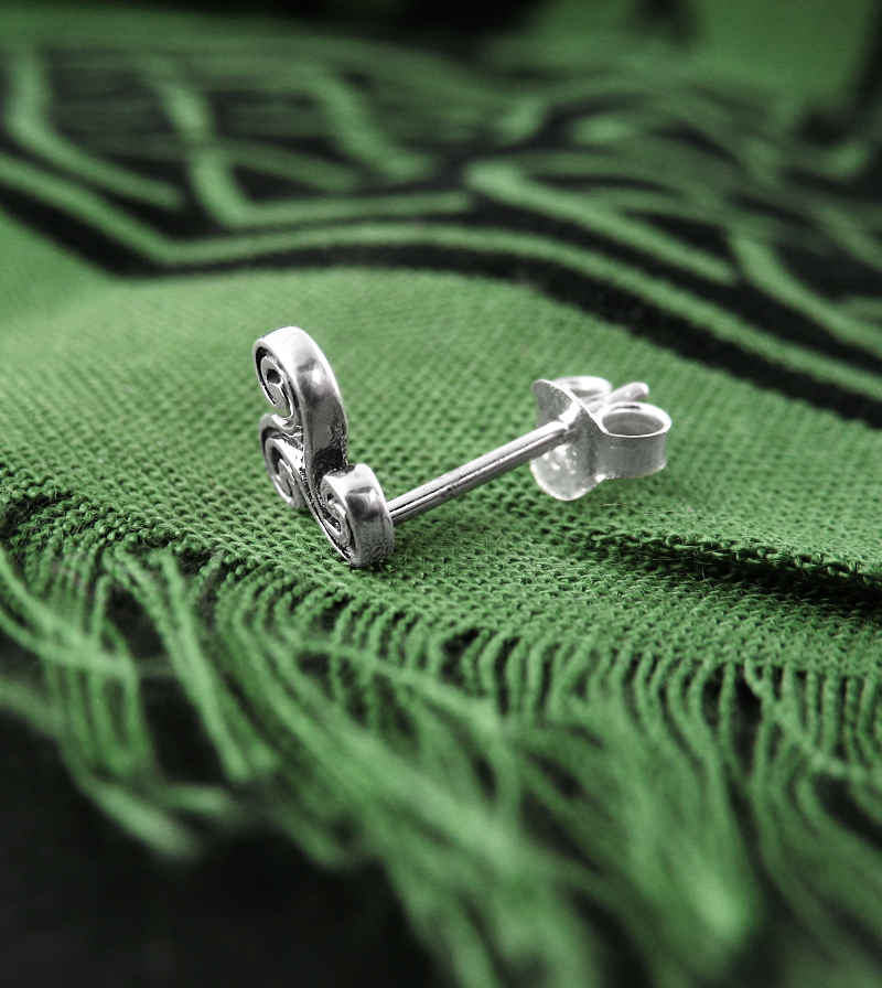 Tiny Cut-Out Celtic Triskele Oxidized Stud Earrings | Woot & Hammy