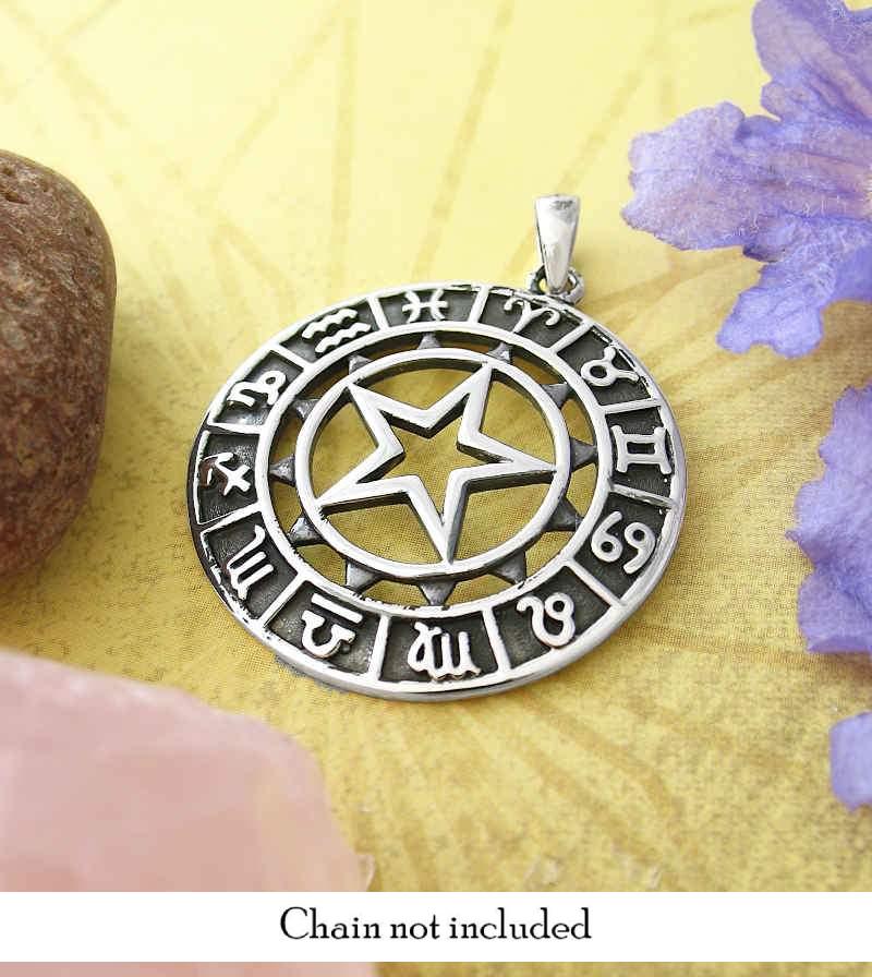 Round Zodiac Symbol Pendant With Cut-Out Star | Woot & Hammy