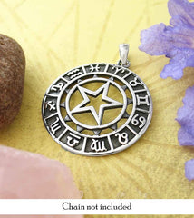 Round Zodiac Symbol Pendant With Cut-Out Star | Woot & Hammy