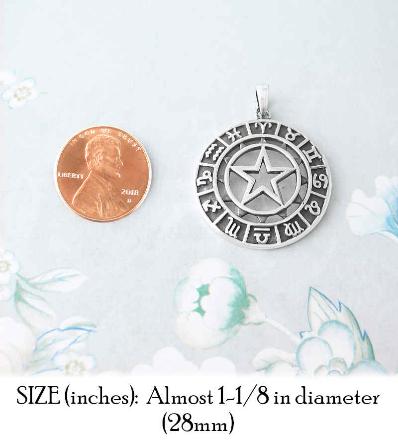 Round Zodiac Symbol Pendant With Cut-Out Star | Woot & Hammy