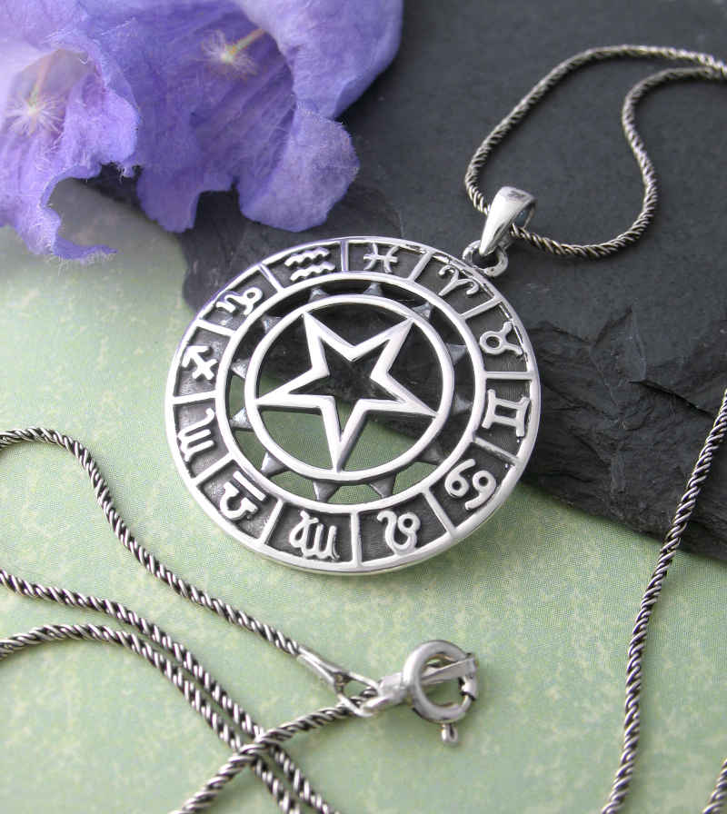 Round Zodiac Symbol Pendant With Cut-Out Star | Woot & Hammy