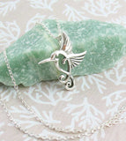 Curly-Tailed Hummingbird Pendant Sterling Silver Outline