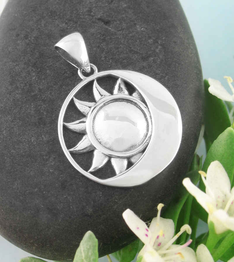 Domed Sun and Crescent Moon Pendant | Woot & Hammy