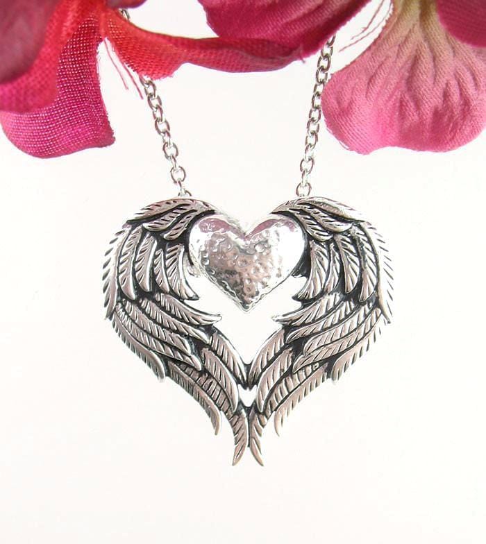 Love of Angels Heart-Shaped Wings Necklace - woot & hammy