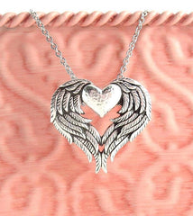 Love of Angels Heart-Shaped Wings Necklace - woot & hammy