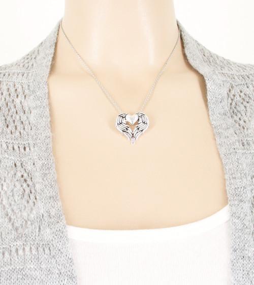 Love of Angels Heart-Shaped Wings Necklace - woot & hammy