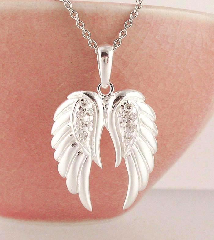 Pair of Angel Wings Pendant, Luminous Sterling Silver – woot & hammy