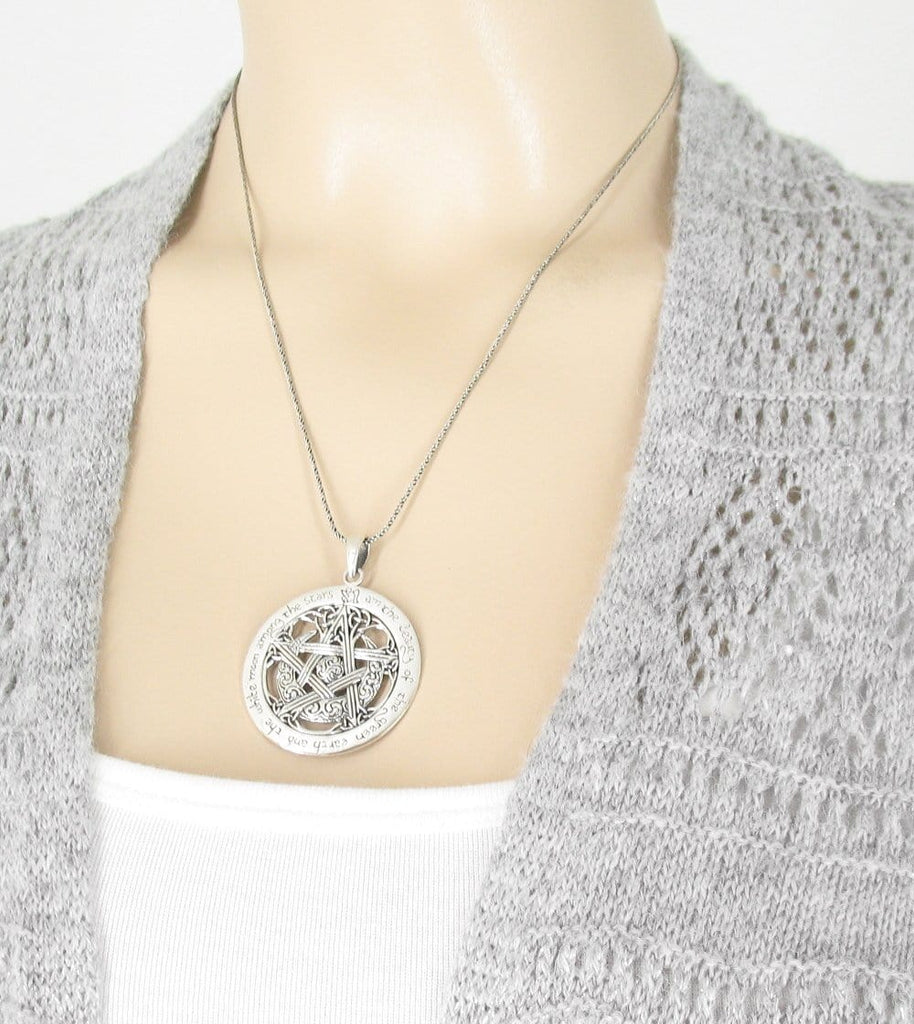 I am the Beauty of the Green Earth Moon Pentacle Necklace - woot & hammy