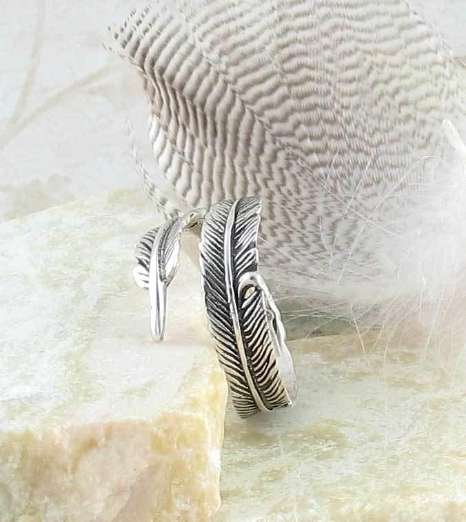 Antiqued Feather Wrap Ring - Adjustable - woot & hammy