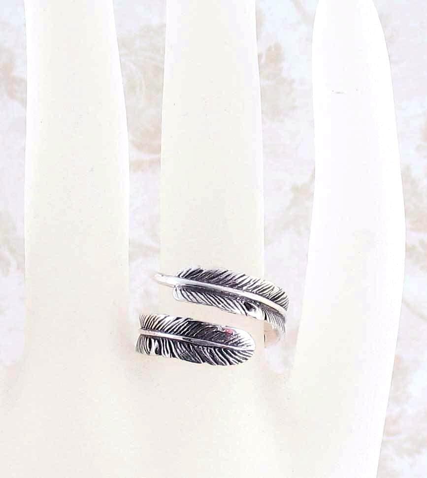 Antiqued Feather Wrap Ring - Adjustable - woot & hammy