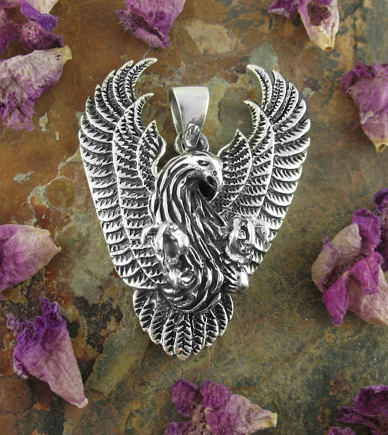 Dramatic Eagle With Talons and Unfurled Wings Pendant | Woot & Hammy