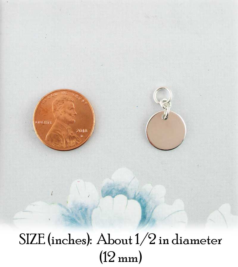 Small Engravable Circle Charm Sterling Silver