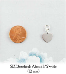 Small Engravable Heart Charm Sterling Silver 12 mm