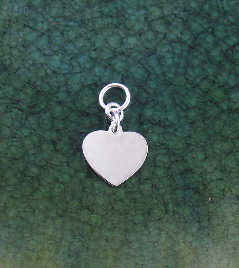 Small Engravable Heart Charm Sterling Silver 12 mm