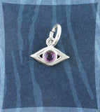 Tiny Evil Eye Protective Charm With Amethyst Cabochon