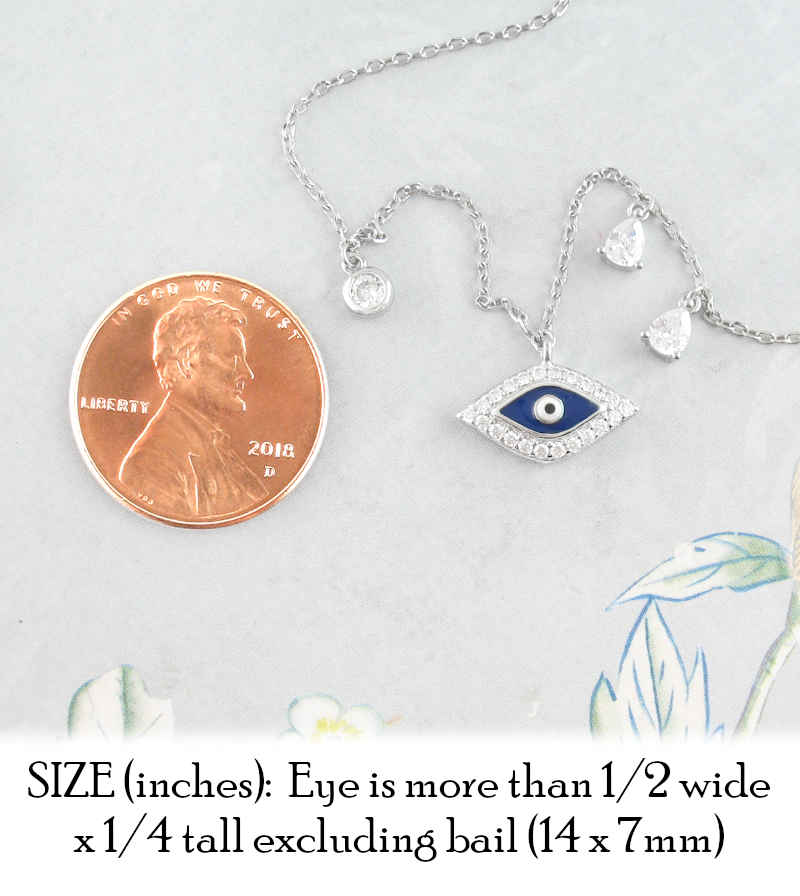 Dark Blue Evil Eye With CZ Simulated Diamonds Necklace | Woot & Hammy