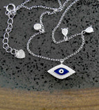 Dunkelblaue Halskette mit bösem Blick und CZ-simulierten Diamanten