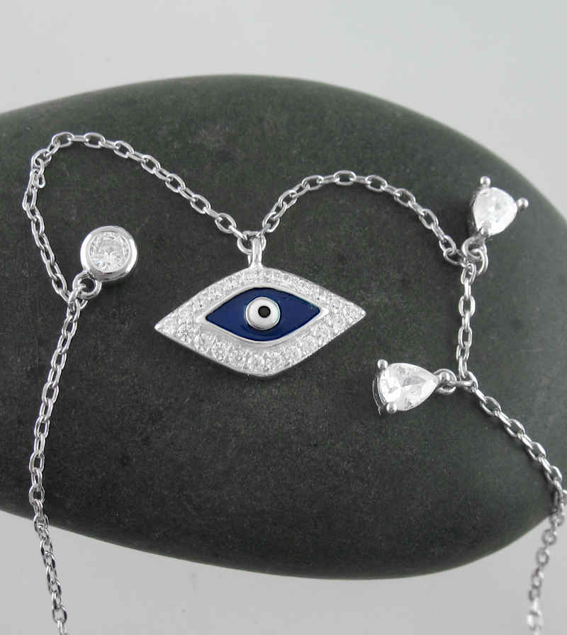 売れ筋】 Alternating Enamel Ring Navy Blue Eye Enamel Evil Simulated Eye and  Bezel-Set Alternating Diamond Simulated Diamond CZ Evil Ad Navy-Blue 