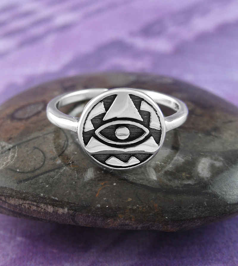 Eye of Providence Toe-Midi-Knuckle Oxidized Ring, Adjustable | Woot & Hammy