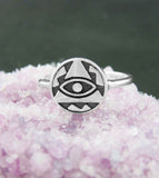 Eye of Providence Toe-Midi-Knuckle Oxidized Ring, Adjustable | Woot & Hammy