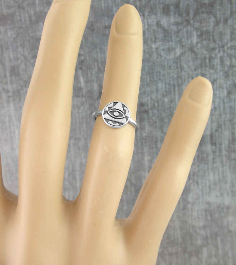 Eye of Providence Toe-Midi-Knuckle Oxidized Ring, Adjustable | Woot & Hammy