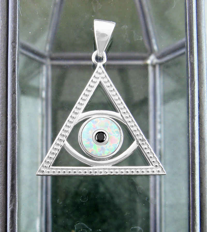 Eye of Providence With Lab Opal And CZ Pendant | Woot & Hammy