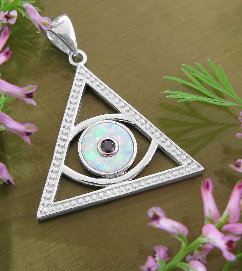 Eye of Providence With Lab Opal And CZ Pendant | Woot & Hammy