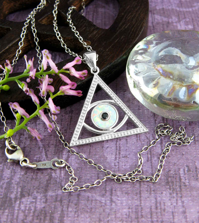 Eye of Providence With Lab Opal And CZ Pendant | Woot & Hammy