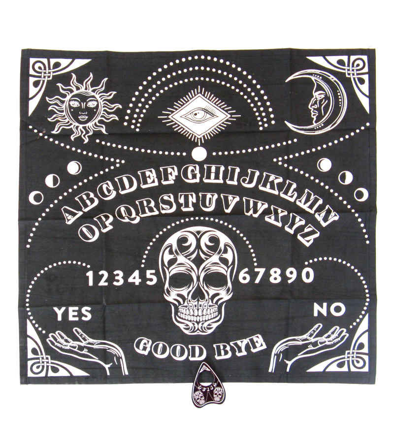 Fabric Ouija Divination Mat 23 x 24, With Planchette